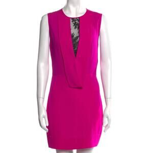 Robert Rodriguez Bright Pink Silk Lace Mini Shift Dress Size 6